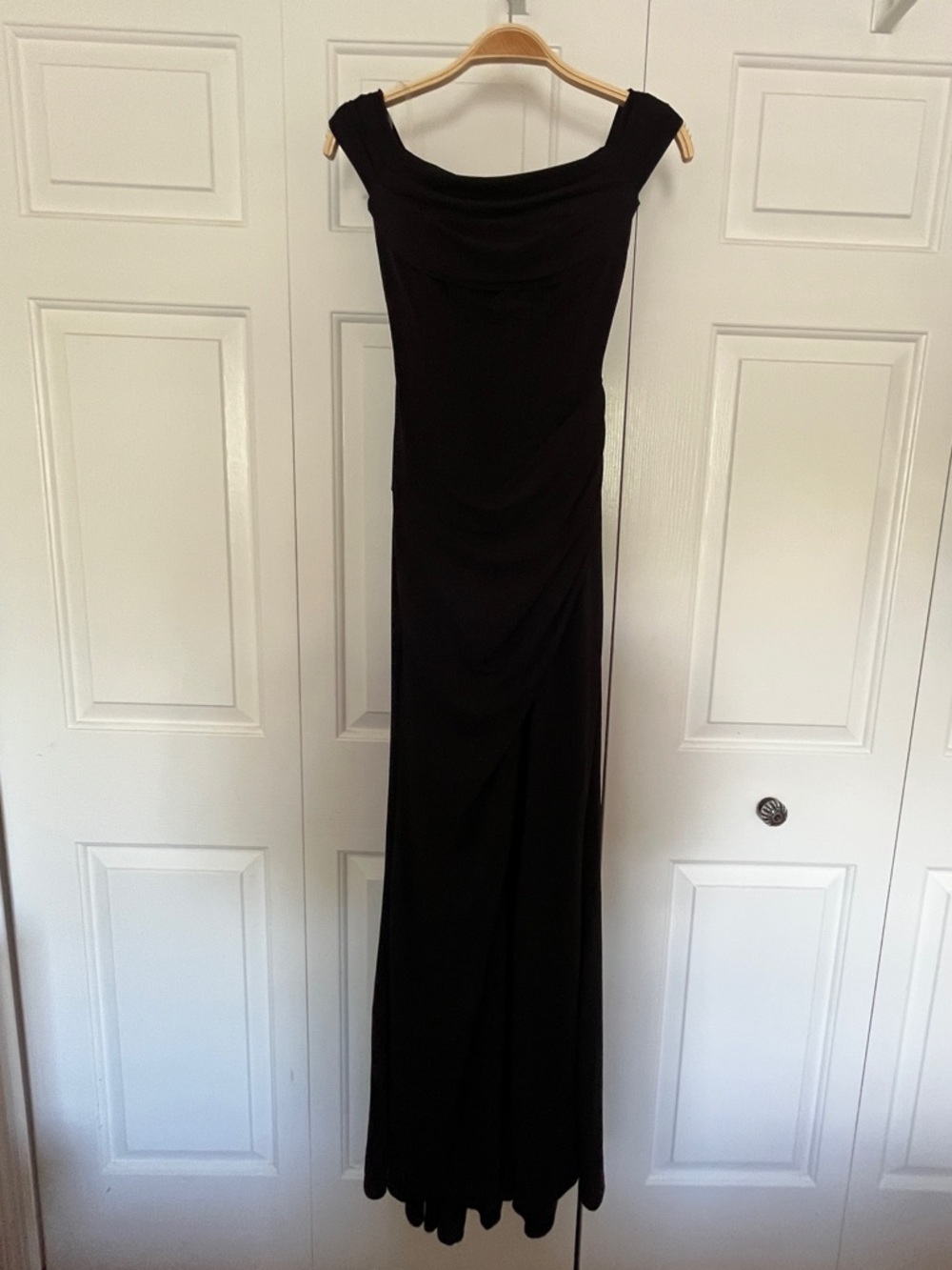 Emerald Sundae Black Off-Shoulder Maxi Gown